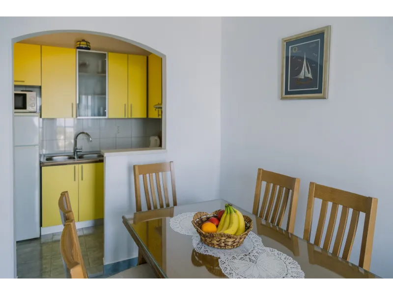 Dining table and kitchen view